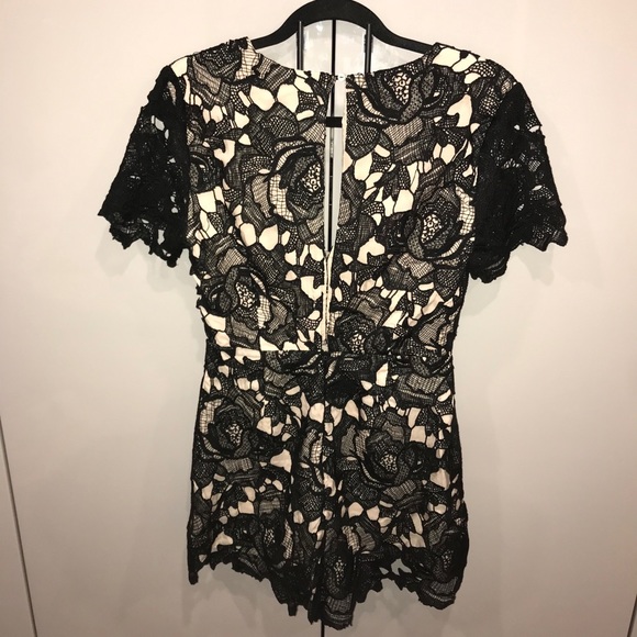 Black+Beige lace romper from Mendocino - Picture 5 of 6